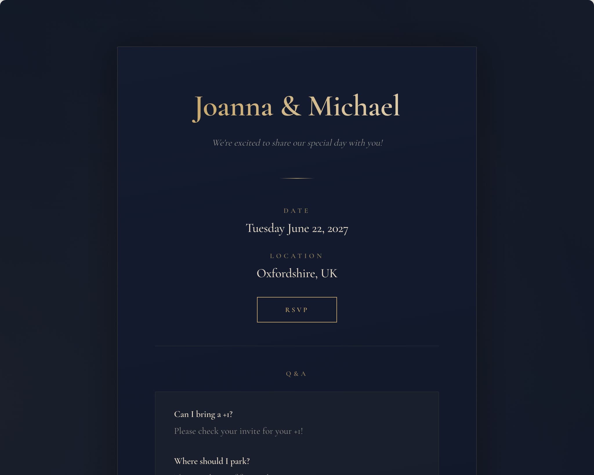 Dusk wedding template preview