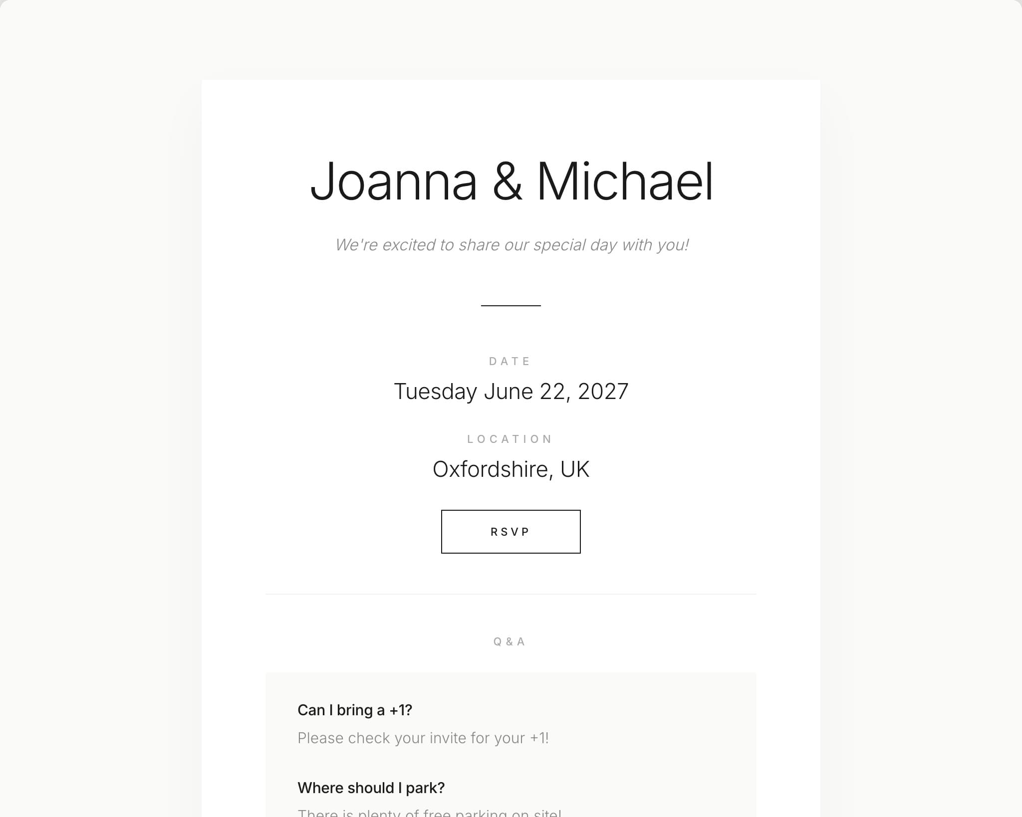 Minimal wedding template preview
